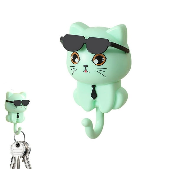 JWshufel Adhesive Wall Hooks for Key Holder Towel Hat Coat with Cute Sunglasses Design Easy No Drill Installation Strong and Long Lasting Multipurpose Decorative Home Organizer Gifts