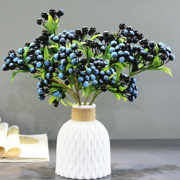 JWshufel Artificial Holly Berry Craft for Christmas Decorations Vacation Home Decor Wedding Bouquets and Diy Seasonal Crafts Long Lasting Indoor Outdoor Use 13.8in Blue