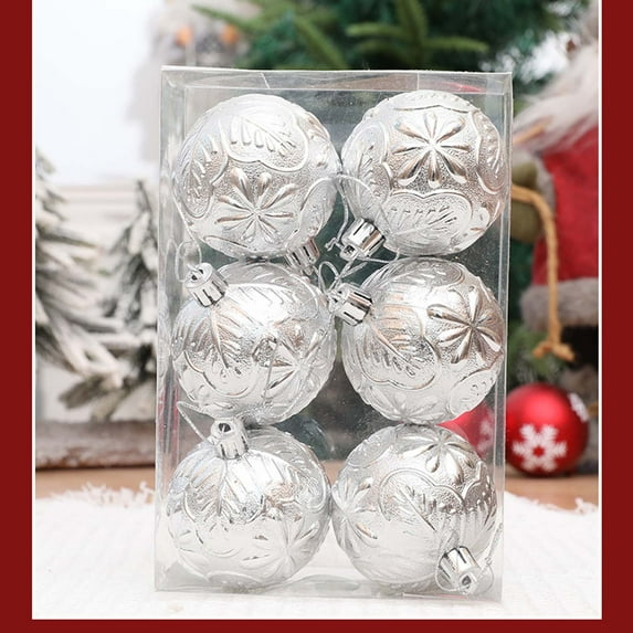 JWshufel Christmas Decorations Decorative Embossed Hanging Plastic Shatterproof Christmas Balls Ornaments Vintage Ornament Vacation Home Office Tree Commercial Venue Decor 2.4in Silver