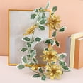 thumbnail image 1 of JWshufel Christmas Garland with Lifelike Leaves for Indoor Outdoor Decorations Mantels Weddings Parties Gardens Versatile Flexible Lightweight Plastic Design 78.7in Gold, 1 of 6