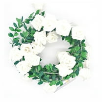 JWshufel Christmas Garland Lights Battery Powered Roses for Indoor Holiday Wedding Decorations Energy Saving String Lamp 10Ft 20 Leds Lifelike Pvc Material for Bedrooms Staircases 118.1in White