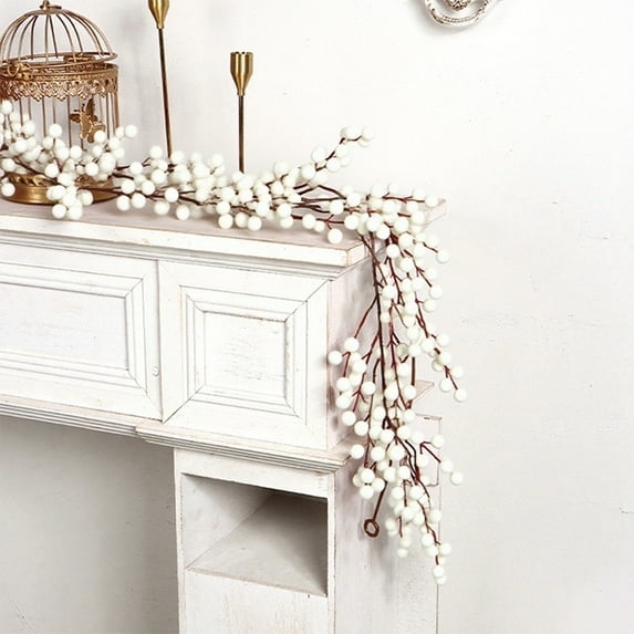 JWshufel Christmas Garland for Holiday Decor with Realistic Appearance and Long Lasting Plastic Material for Indoor Mantle Wall Door 76.8in White