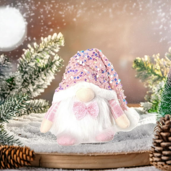 JWshufel Christmas Ornaments Christmas Decorations Christmas Gnome Doll Faceless Glowing Sequin Hat Home Decor Warm Light Ornament Gift 7.1 in Pink