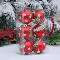 JWshufel Christmas Ornaments Christmas Decorations Set 6 Pcs Shatterproof Plastic Balls for Tree Door Wall Hanging Indoor Outdoor Holiday Scene Decoration Vintage Ornament Round Pendant Balls 6.9in