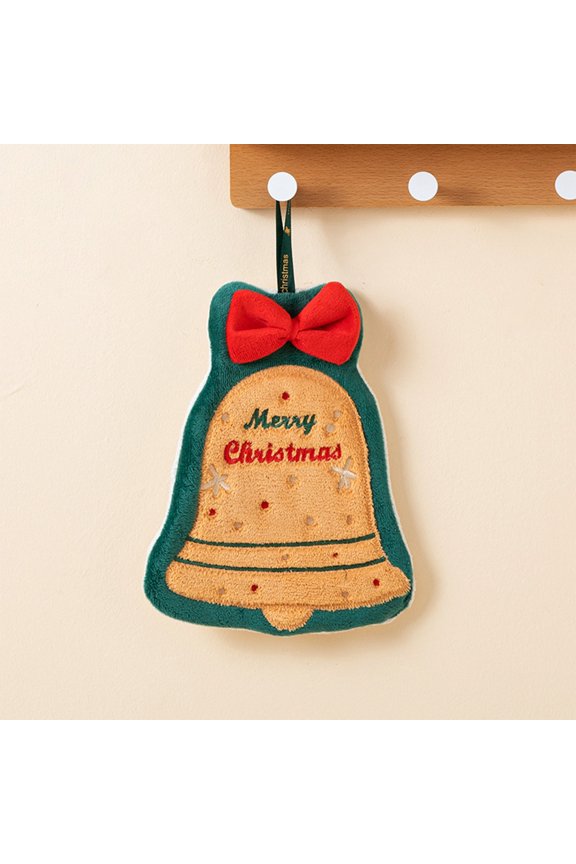 Christmas Series Hand Towels Bells Pattern Dishcloths Soft Plush Mini Towels Quick Absorbing Fast Drying Includes Hanging Loop Ideal for Kitchen Bathroom Multicolor 5.9x7.1in