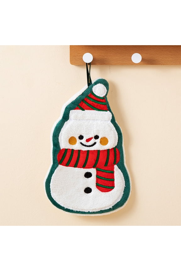 Christmas Series Hand Towels Snowman Pattern Dishcloths Soft Plush Mini Towels Quick Absorbing Fast Drying Includes Hanging Loop Ideal for Kitchen Bathroom Multicolor 5.9x7.1in