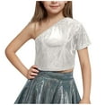 thumbnail image 1 of JWshufel Crop Girls Tee Top Short Sleeve Round Neck Shirts Set Concert Performance Dancewear for 3-16 Years, 1 of 4