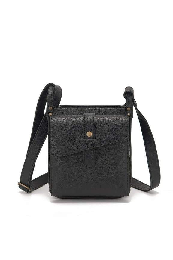 Dollver Crossbody Leather Purse with Built in Wallet for Women Full Grain Messenger Bag with Adjustable Strap and Metal Zipper Lightweight Compact Large Capacity