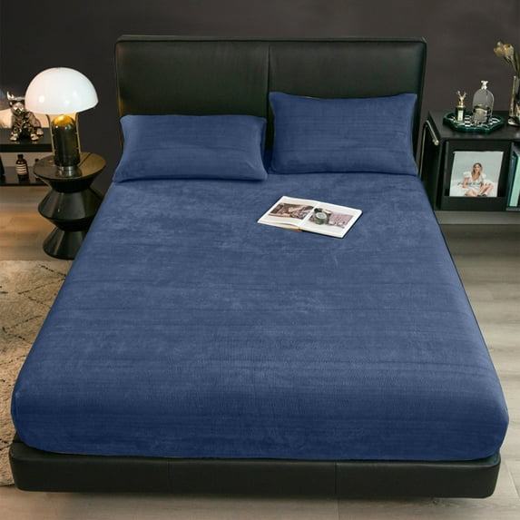 JWshufel Elegant High Grade 3 Piece Velvet Flannel Sheet Set Soft Cozy Warm Antis- Non Pilling Crystal Fleece Includes Sheets and Pillowcases for Bedroom RV Guest Rooms