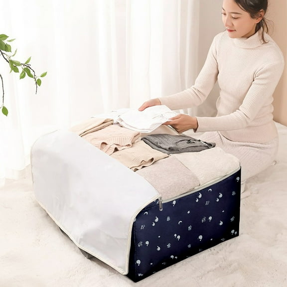 JWshufel Extra Large Moving Storage Bag with Reinforced Handles and Premium Zippers for Quilts Blankets Clothes Long Lasting Fabric for Home Organization and Space Saving 23.6"x9.4"x15" Blue