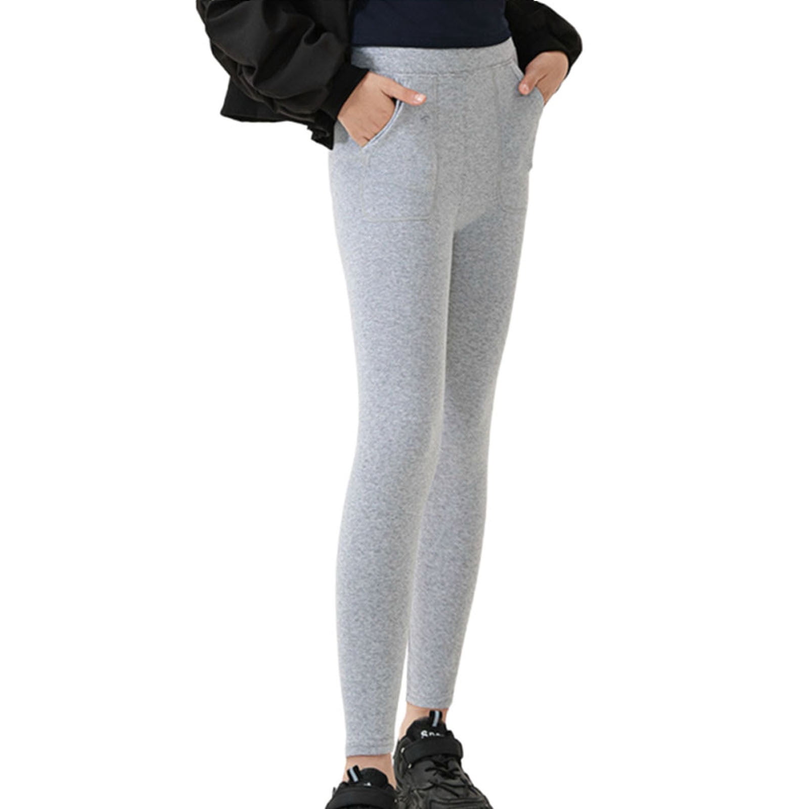 JWshufel Girls High Waisted Leggings with Side Pockets Soft Cotton ...