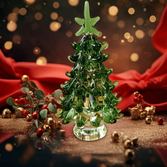 JWshufel Glass Christmas Ornaments Mini Christmas Ornaments Glass Ornaments Set for Christmas Decorations Tabletop Mini Christmas Tree Holiday Gifts Home Office Decor Green