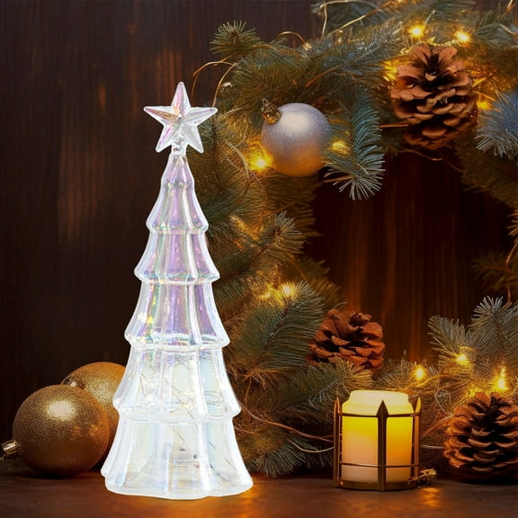 JWshufel Glass Christmas Tree Ornaments Christmas Ornaments Christmas Decorations Indoor Luminous Night Light Decor for Home Party Holiday 9.8 in