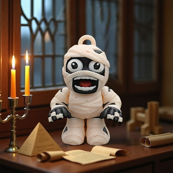 JWshufel Halloween Cute Mummy Animated Ornament Indoor Outdoor Decor with Playful Bandage Design for Porch and Party Decorations 3in White