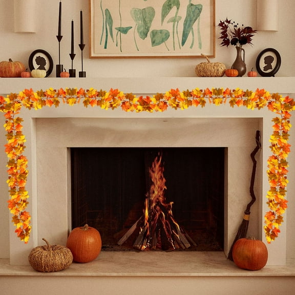 JWshufel Halloween Decorations Indoor Maple Leaf Garland with Flexible Bendable Design for Home and Bar Eerie Vibe Suit Reusable Decor for Halloween Parties 68.9x3.9in Orange