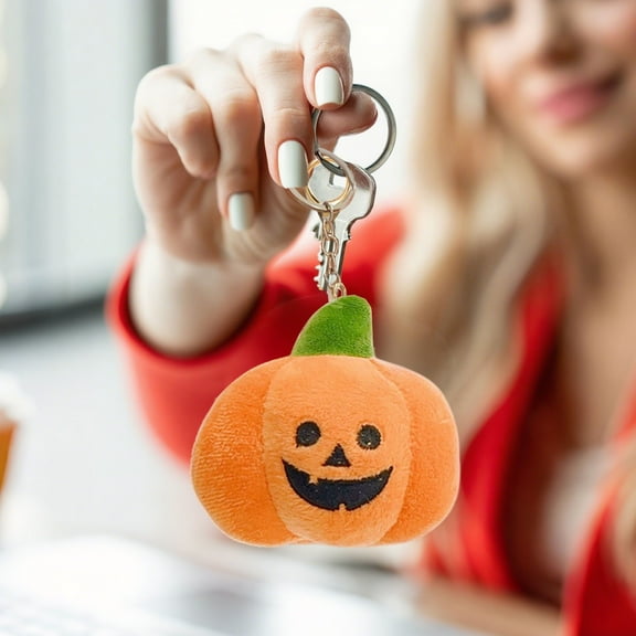 JWshufel Halloween Keychain Pendant Plush Pumpkin Gift for Friends with Long Lasting Material for Holiday Occasion 3.5in Orange