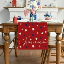JWshufel Independence Day Patriotic Table Runner 4th of July Holiday Decor Dining Kitchen Tablecloth Memorial Day Celebration Table Decorations Polyester 72 Inch