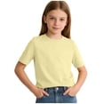 thumbnail image 1 of JWshufel Kids Short Sleeve Casual T Shirts Trendy Solid Color Summer Tops Round-Neck Soft Basic Tees 3-16 Years, 1 of 6