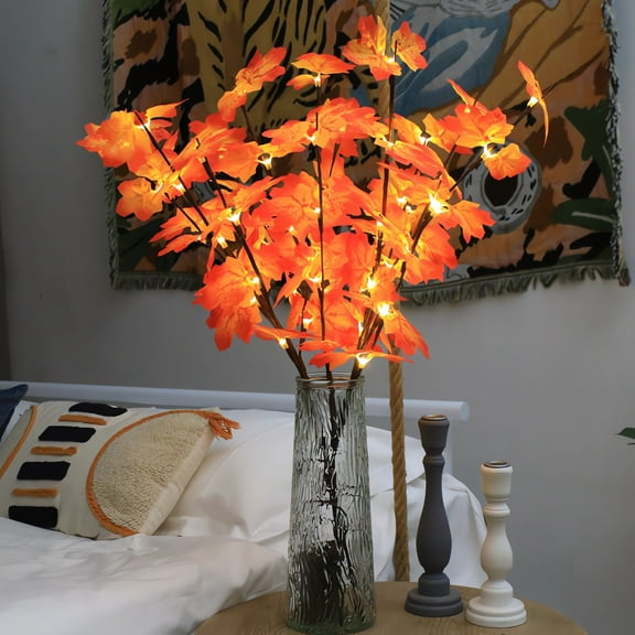 JWshufel LED Maple Tree Lights for Home Decor,Fall Themed Artificial Maple Leaf Lamp with Warm,Battery Operated for Parties Weddings Halloween Decorations