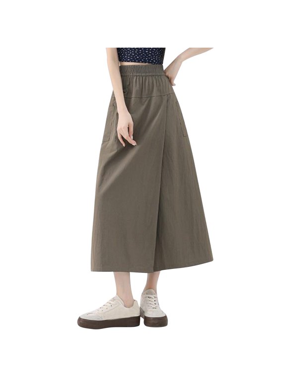 Large Pants for Womens Wide Leg Wrap Pants with Pockets Summer Beach Trousers Casual Palazzo Pants