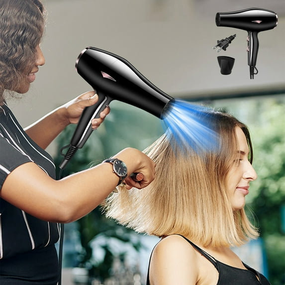 JWshufel Lightweight Travel Hair Dryer with Diffuser and Volume Styling Nozzle for Normal and Curly Hair Features German Turbo Covered Motor Three Wind Speeds Intelligent Temperature Control