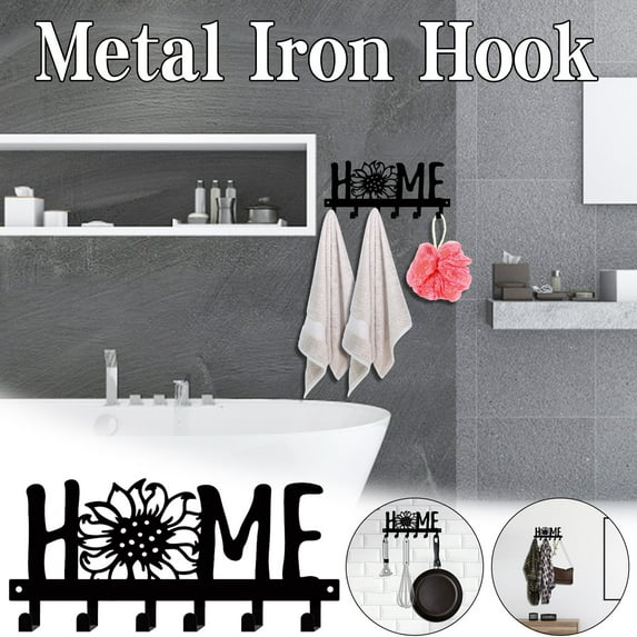 JWshufel Long Lasting Iron Sunflower Wall Hook Organizer for Home Key Chains Jewelry Entryway Bedroom Decor Includes Anchors and Screws Easy Installation Suit for Gifts and Storage