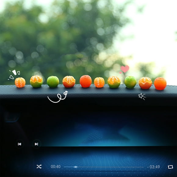 JWshufel Mini Tangerine Fruit Car Ornaments Set of 5 Suit for Dashboard Window Rearview Mirror and Center Console Long Lasting ABS Material Easy Self Adhesive Secure Mount