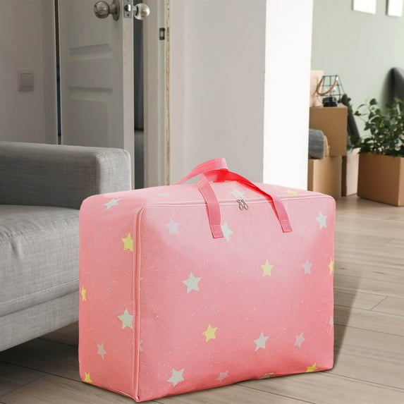 JWshufel Non Woven Moving Duffel Bag with Large Capacity for Travel and Storage Quilt Clothes And Sundries Organizer for Easy Packing 22.8"x8.7"x15" Pink