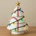 thumbnail image 1 of JWshufel Sports Ball Christmas Trees Football Shaped Decor with Lights for Game Rooms Man Caves Family Spaces Suit Holiday Gift for Sports Fans and Unique Christmas Celebration 7.1in White, 1 of 2