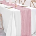 thumbnail image 1 of JWshufel Table Runner Bohemian Pleated Polyester Crinkled Texture Romantic Dinner Wedding Party Table Linen Decor for Home Events Candlelight Dinners Easy Care No Iron Needed Pink 35.4in, 1 of 6