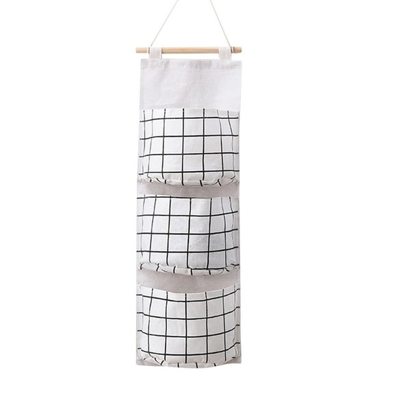 JWshufel Wall Mounted Multifunctional Fabric Storage Organizer with 3 Pockets for Dormitory Bathroom Bedroom Office Sundries Phone Keys Jewelry Charging Cables Envelopes Stationery