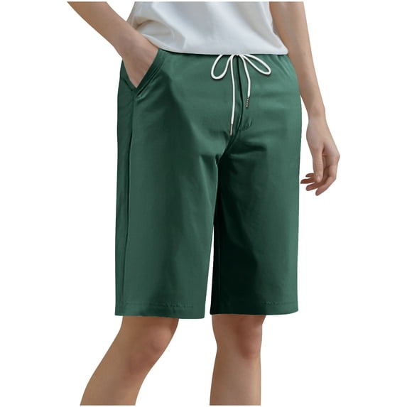 JWshufel Women's Plus Size Shorts Knee Length Loose Exercise Short with Drawstring Casual Athletic Trendy Short Summer