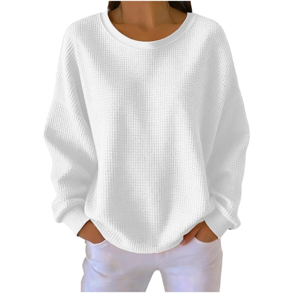 JWshufel Women's Textured Knit Top Casual Solid Color Long Sleeve Drop ...