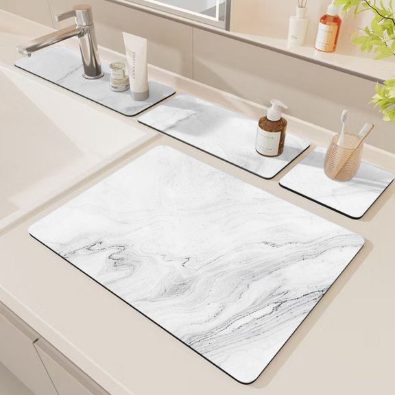 NonSlip Diatomite Rubber Kitchen Mat Marble Pattern Absorbent Dish Drying Pad Coffee Machine Tea Cup Pad Home Decor Gifts