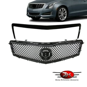 JX RACING 2PCS Front Upper Grille Trim Molding Compatible with Cadillac ATS 2013-2014 Gloss Black