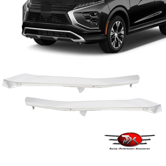 JX RACING 2Pcs Bumper Molding Trim Compatible with Mit-subishi Eclipse Cross 2022-2026 Front Bumper Lower Trim Side Garnish Bumper Set Right and Left Driver Side Chrome ABS