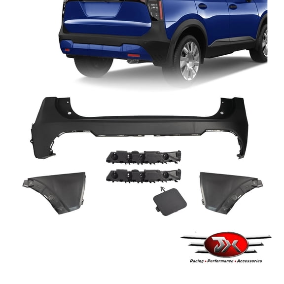 JX RACING 6PCS Rear Bumper Cover Bracket Towing Hook Cover Kit Compatible with Nissan Kicks 2025 Rear Center & Side Bumper Cover Bracket 850B27LG0J