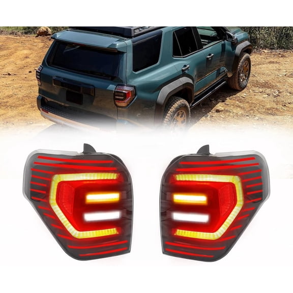 JX RACING Black LED Rear Brake Tail Lights 2PCS Driver and Passenger Side Compatible with 2025-2026 Toyota 4Runner Tail Lamps Pair