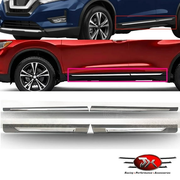 JX RACING Chrome 4PCS Front Rear Door Molding Trim LH+RH Compatible with 2017 2018 2019 2020 Nissan Rogue
