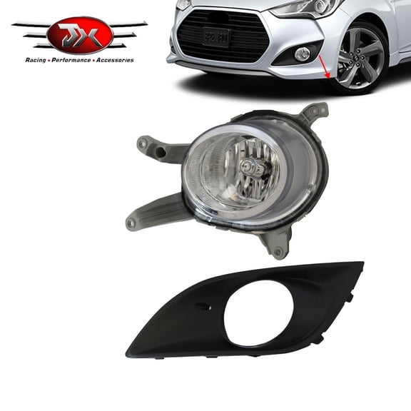 JX RACING Fog Light Assembly Compatible with 2013 2014 2015 2016 Hyundai Veloster Turbo Fog Lamp With Cover Left Driver Side 2PCS