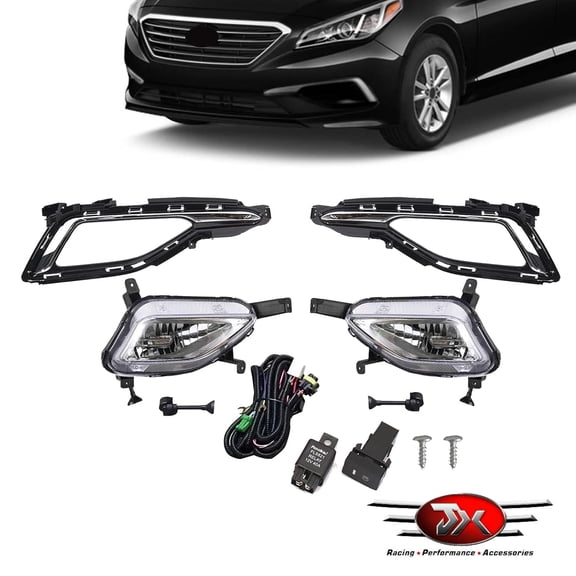 JX RACING Fog Light Set Compatible with 2015 2016 2017 Hyundai Sonata SE Fog Light W/Cover With Hole Harness Switch Set 4PCS