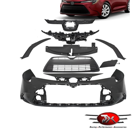 JX RACING Front Bumper Cover with Grille Fog Light Radiator Compatible with 2023-2024 Toyota Corolla LE XLE Front Car Body Assembly