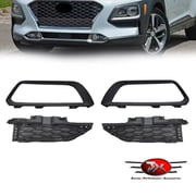 JX RACING Front Bumper Grille & Headlight Molding Cover Kit Compatible with Hyundai Kona 2018-2021 Lower Grille Headlamp Cover Trim
