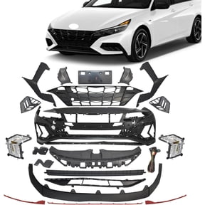 JX RACING Front Bumper Kit Assembly Compatible with Hyundai Elantra Sedan 2021-2023 Bumper Cover & Grille Grill & LED DRL Foglight & Radiator Support & Bracket