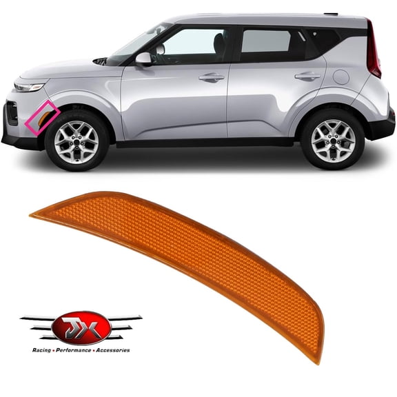 JX RACING Front Bumper Reflector Left Driver Side KI2550108 Compatible with Kia Soul 2020-2023 Yellow