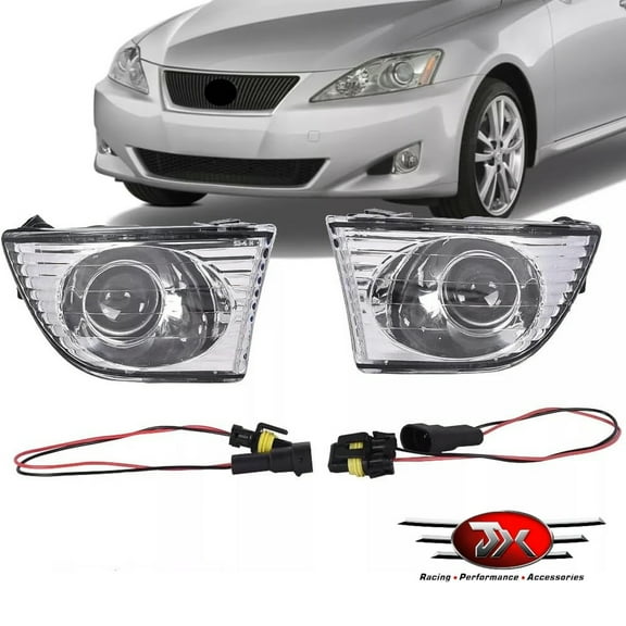 JX RACING Front Driving Clear Fog Lights Lamps Pair 2PCS USA Compatible with Lexus IS300 2001-2005 Chrome