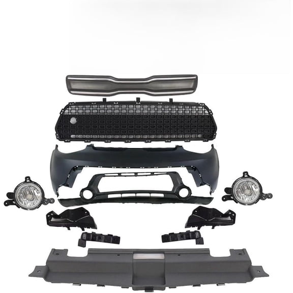 JX RACING Front Grille Assembly Kit Compatible with 2014-2016 Kia Soul Base/EX/Exclaim/LX/Plus/SX 4-Door Hatchback Front Grille Bumper Cover Fog Light