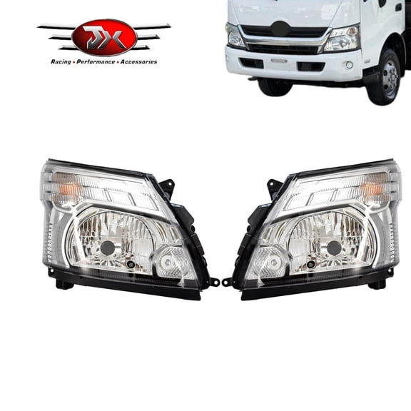JX RACING Halogen Headlamp Left Right Side Compatible with Hino 2012-2020 155 195 195h 195h DC 300 2PCS  Headlight