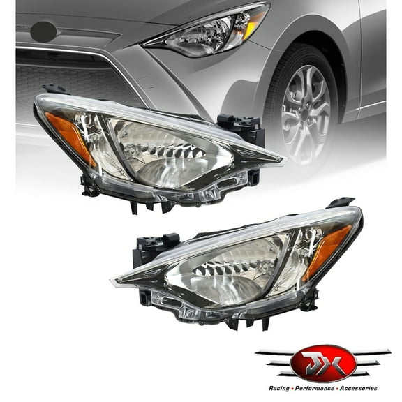 JX RACING Headlights Halogen Headlamps W/O Bulbs Compatible with 2016 Scion iA 2017-2018 Toyota Yaris iA 2019-2020 Yaris L/LE Sedan