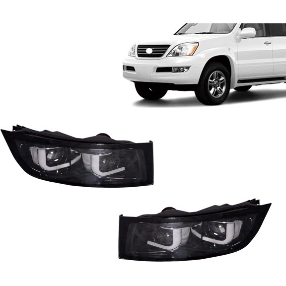 JX RACING LED Daytime Running Lights Fog Lights Assembly Compatible with Lexus GX470 2003-2009 DRL Turn Signal Lamp Fog Lamp Kit Pair Left Right Side